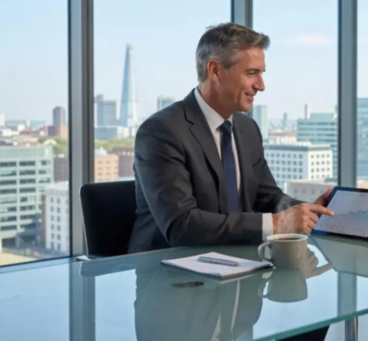 Client and accountant discussing reporting in a professional meeting
