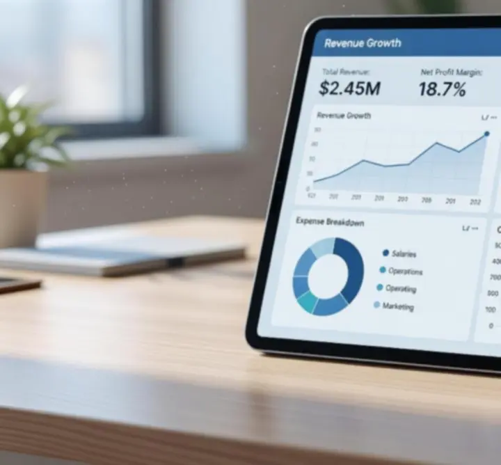 Cloud-based accounting dashboard with real-time financial metrics