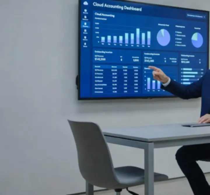 Cloud accounting software being configured on a laptop